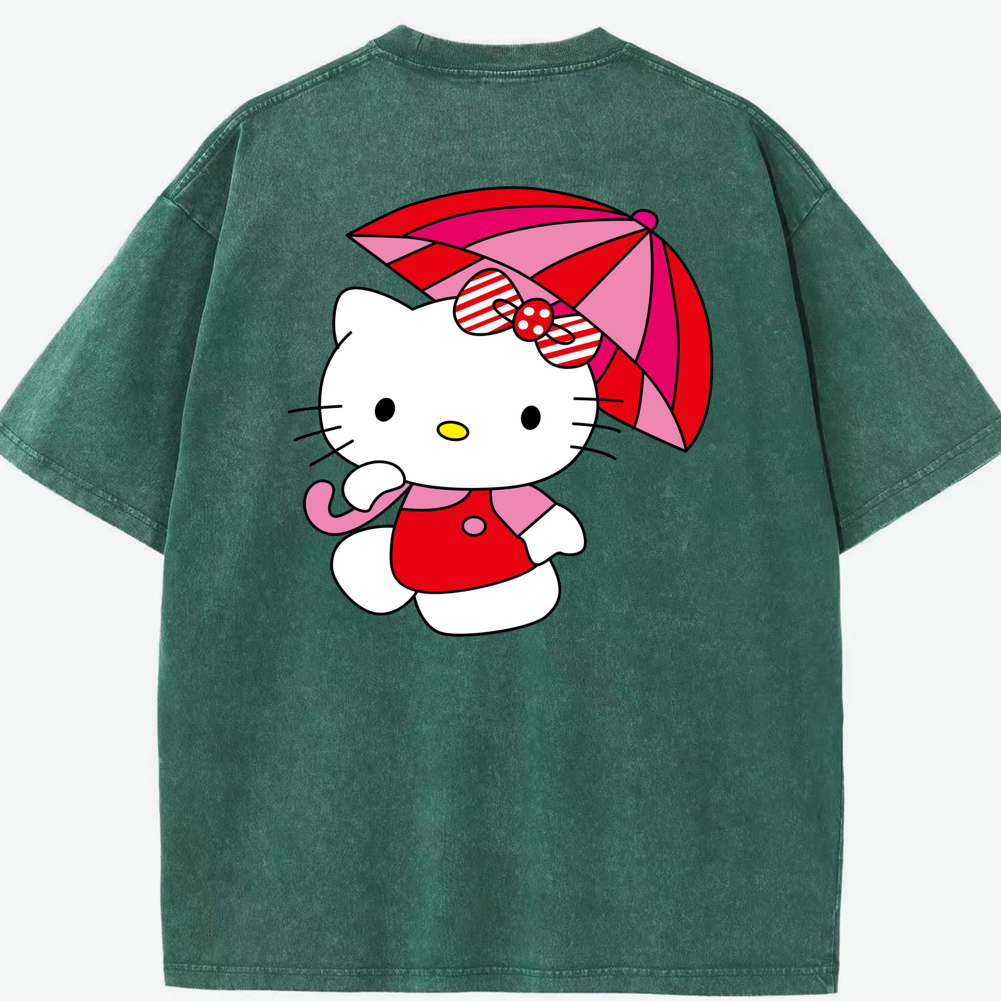 （画像用） Hello Kitty ハローキティ 綿100% ヴィンテージ風 半袖Tシャツ（背面プリント）